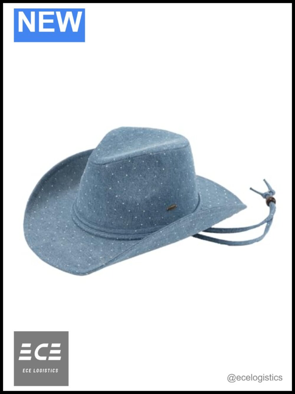 Rhinestone Cowboy Hat with Chinstrap 100% Cotton Western